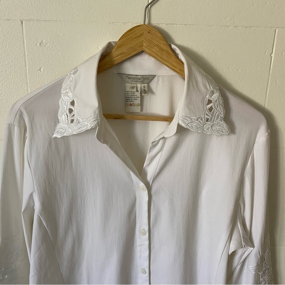 Proportion Petite Conrad C Blouse with Embroidered Collar and Sleeves - Picture 1 of 12